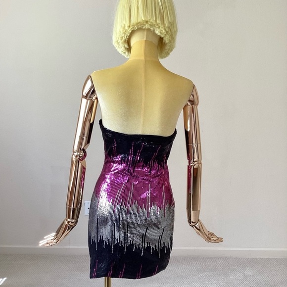 Profile Y2K sequins Strapless Mini Dress. Black SZ S - Picture 2 of 5